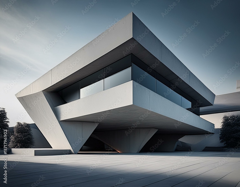 Obraz premium modern concrete architecture with edgy design