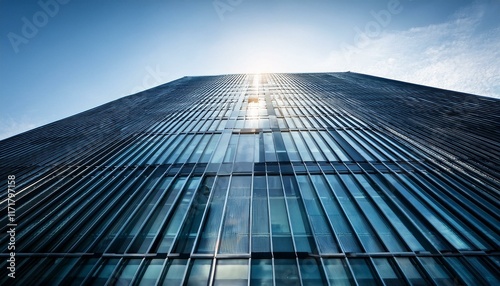 close up glass and steel facade modern office building exterior
