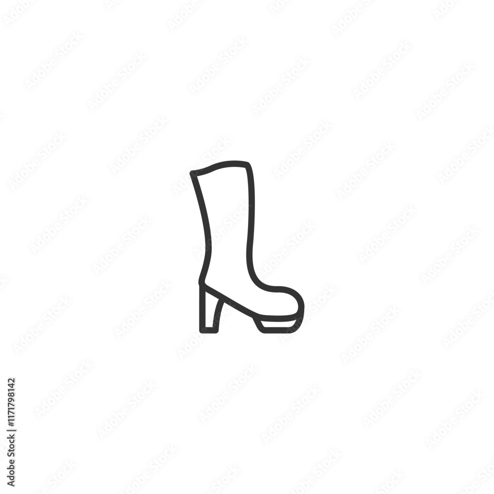 Minimalist line art boot illustration on white background Minimalist line art boot illustration on white background