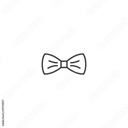 Minimalist black bow tie outline on white background