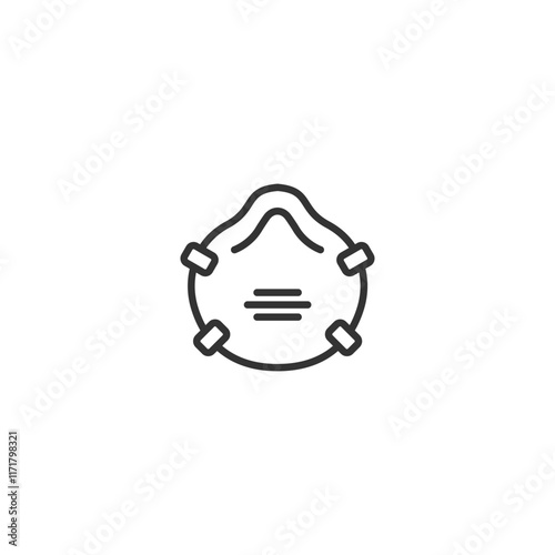 Simple line art icon of a respirator mask for safety and health prevention