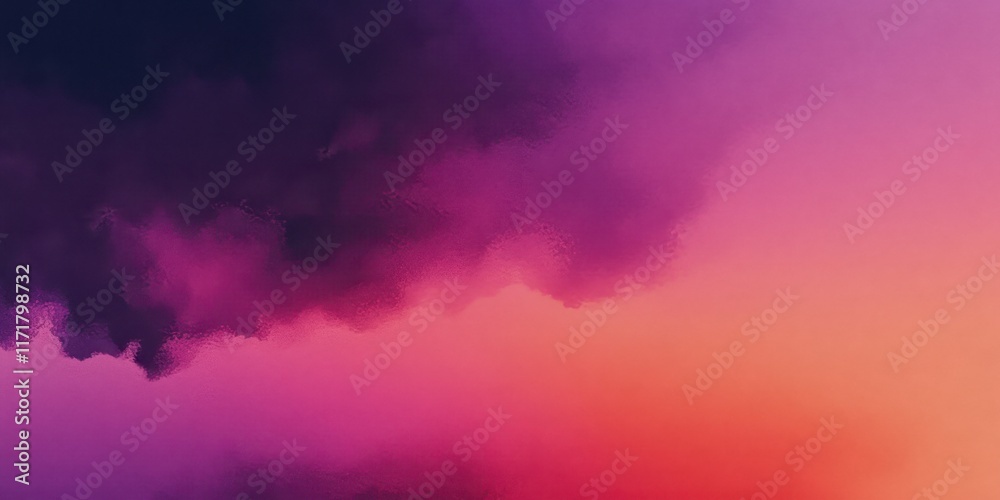 Fototapeta premium Sunset sky, vibrant gradient, pink to purple clouds, dreamy atmosphere, colorful horizon, twilight colors, atmospheric perspective, ethereal landscape, digital art, fantasy background, wispy clouds, s