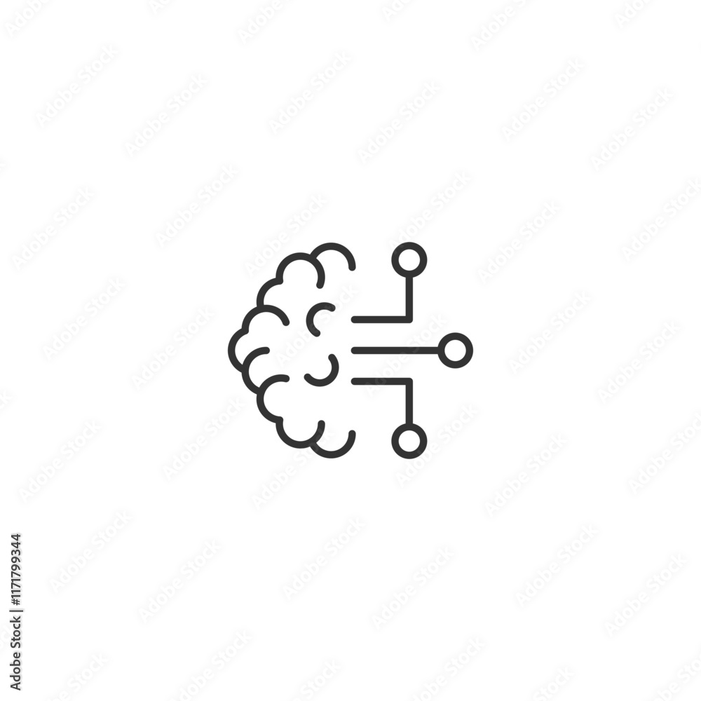 Minimalist brain and circuit icon representing artificial intelligence concept Minimalist brain and circuit icon representing artificial intelligence concept