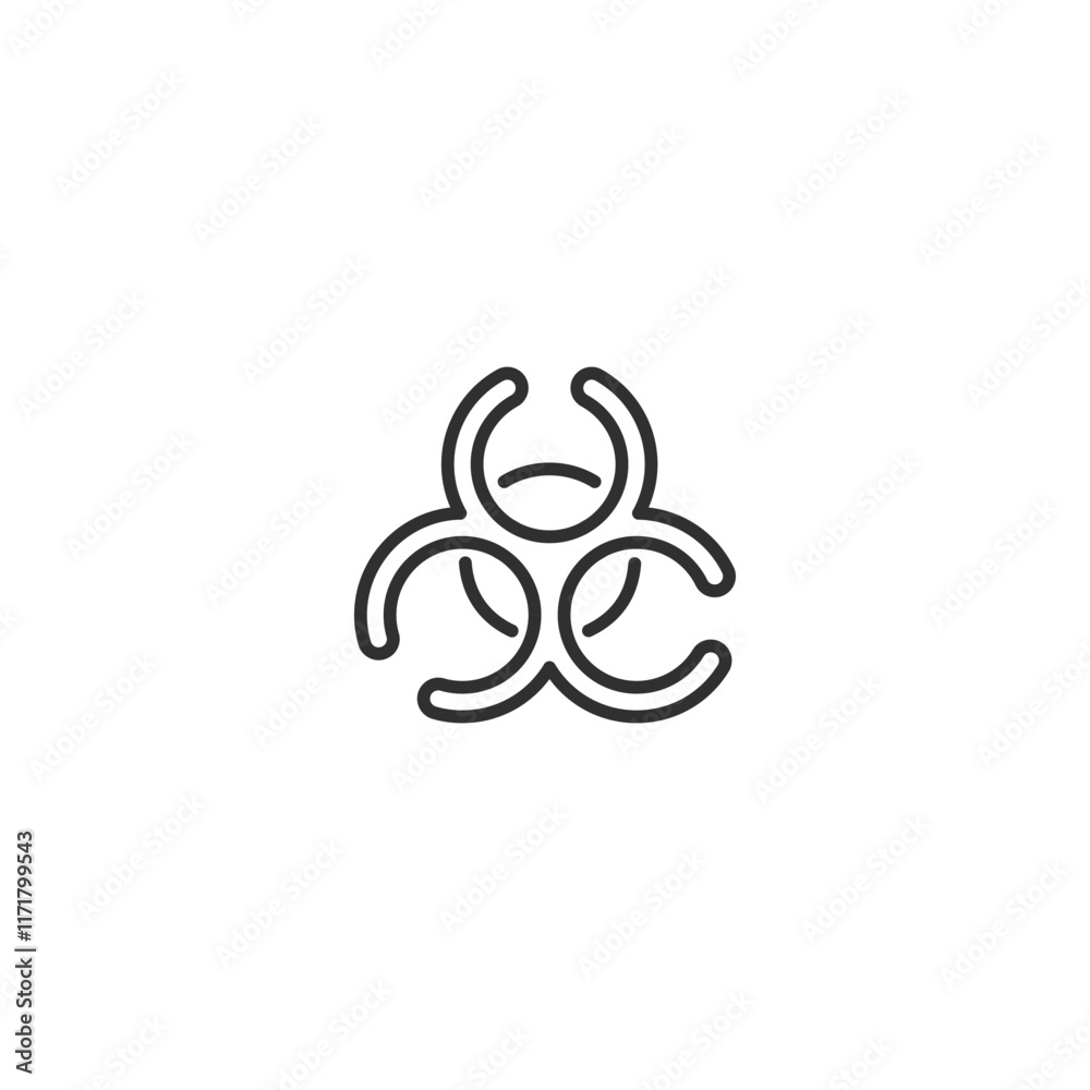 Minimalist biohazard symbol on white background for safety awareness Minimalist biohazard symbol on white background for safety awareness