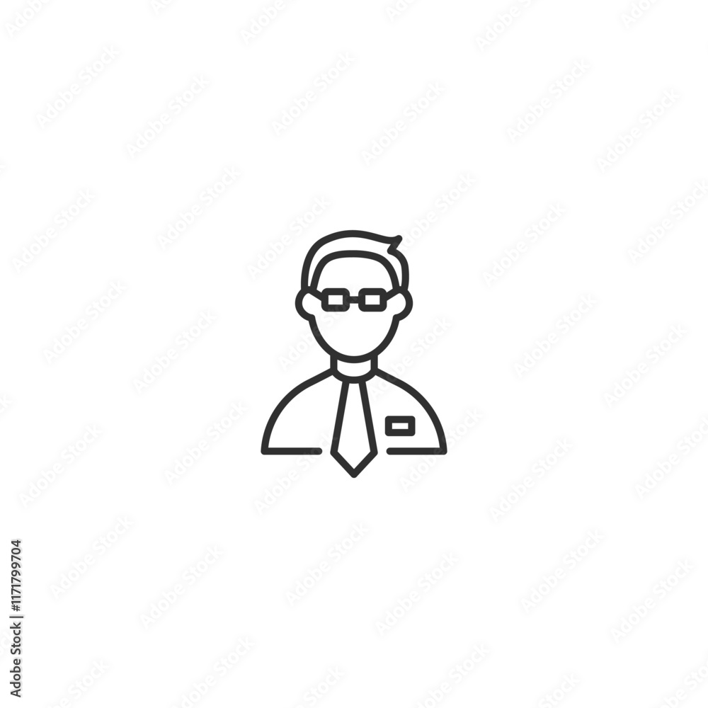 Minimalistic line icon of a business professional wearing glasses Minimalistic line icon of a business professional wearing glasses