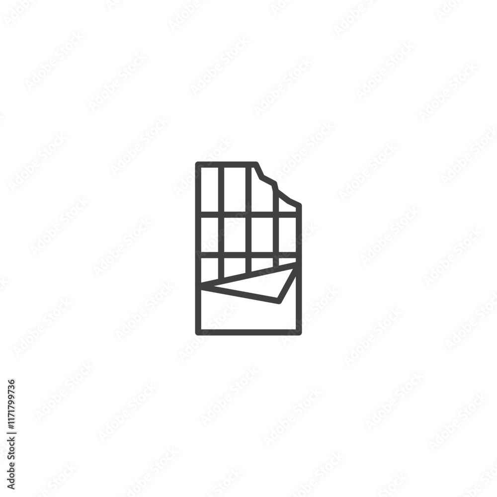Modern minimalist chocolate bar icon on white background Modern minimalist chocolate bar icon on white background