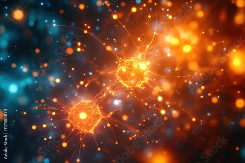 Neurons in the brain firing rapidly, creating a complex network of connections and electrical signals.