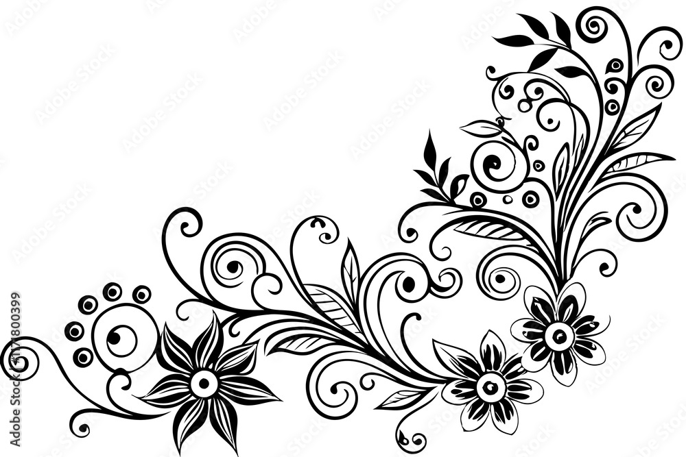 vector floral background black, ornate, curl, silhouette vector floral background black, ornate, curl, silhouette