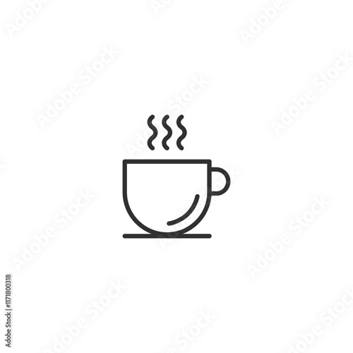 Minimalist coffee cup icon emitting steam on white background