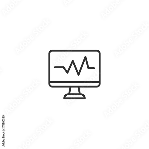 Minimalist heartbeat monitor icon on white background for healthcare concepts photo