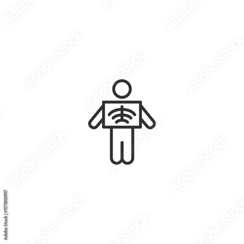 Minimalist icon of person holding x-ray imagery