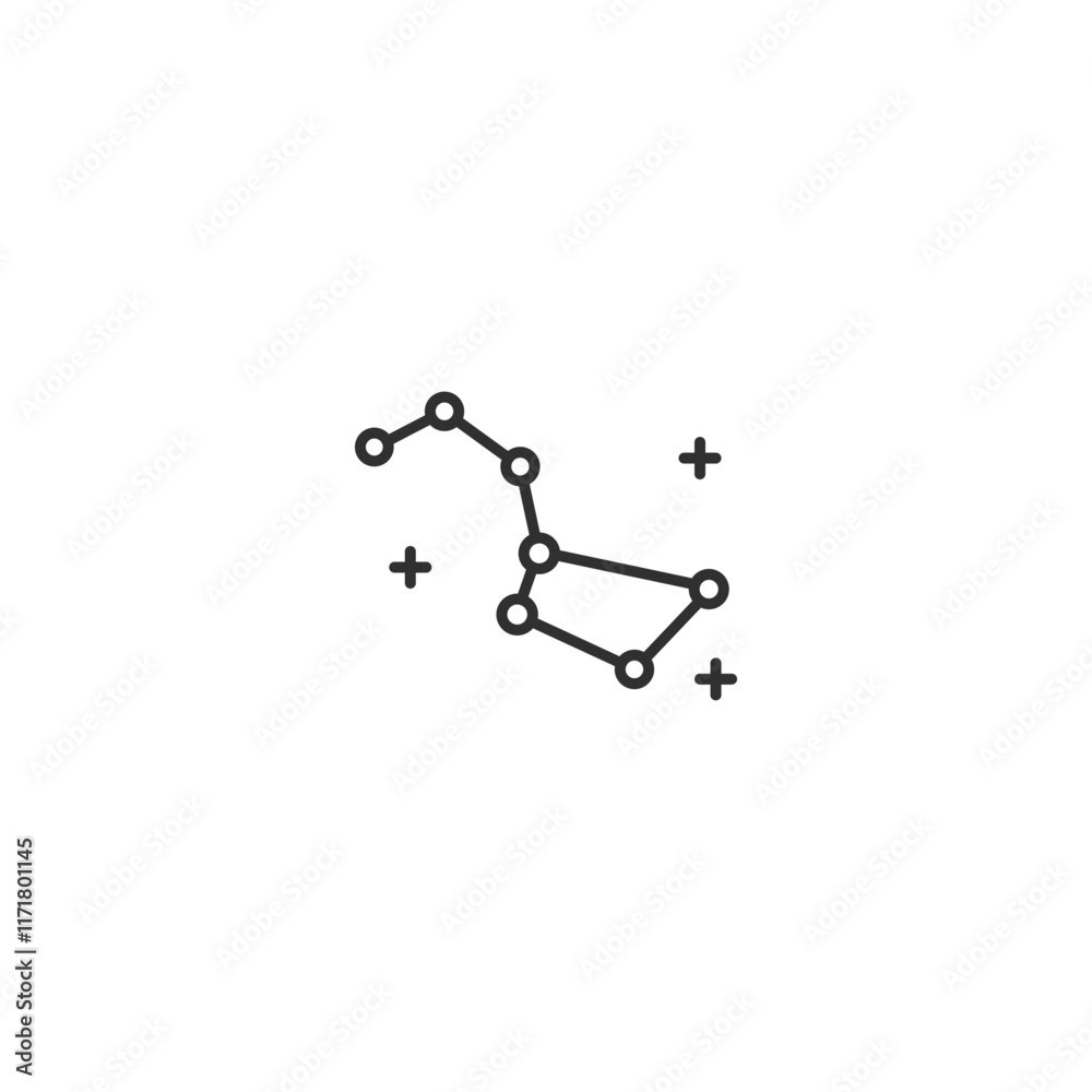 Ursa major constellation minimalist design with star points on white Ursa major constellation minimalist design with star points on white