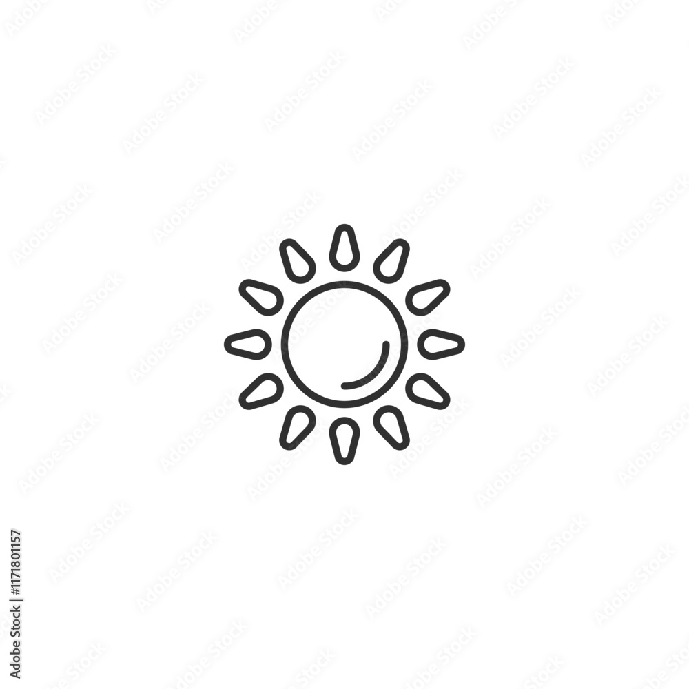 Minimalist sun icon design illustrating sunny weather concept Minimalist sun icon design illustrating sunny weather concept