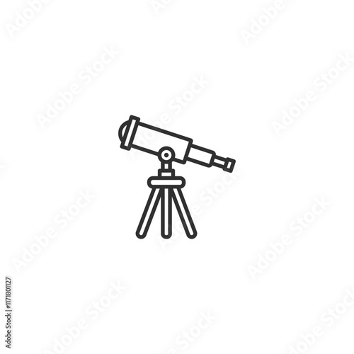 Minimalist telescope icon on white background