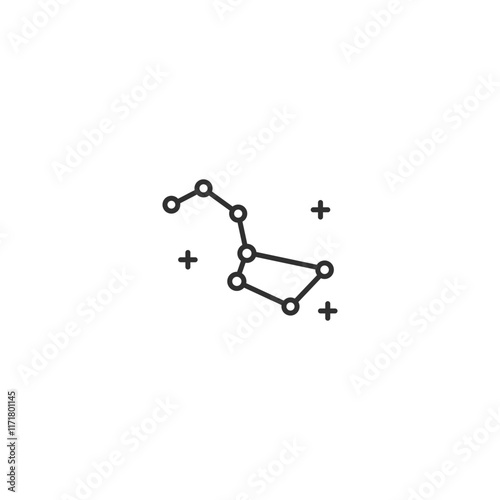 Ursa major constellation minimalist design with star points on white