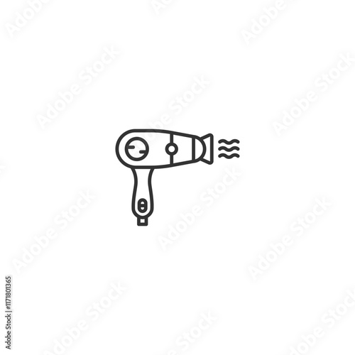 Minimalist hair dryer icon with simple line art design