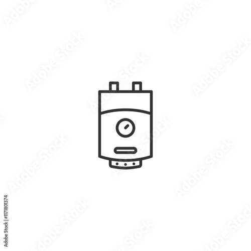 Minimalist line art of a gas boiler icon on white background