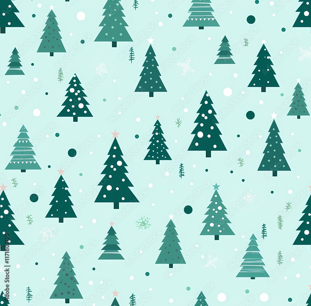 Obraz premium Christmas Tree Pattern: Festive Background and Wrapping Paper Design Material