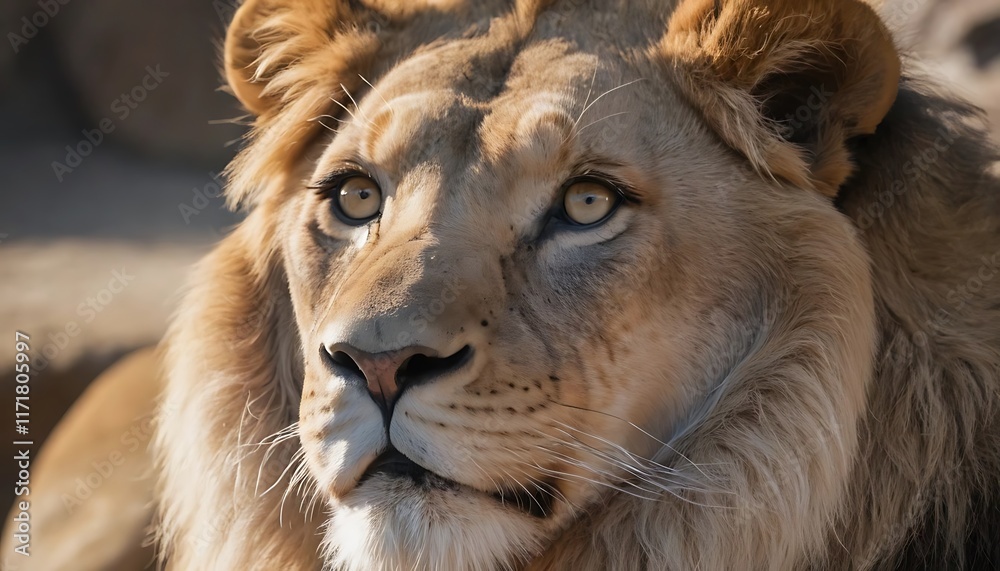 Fototapeta premium Portrait of an african lion -panthera leo- at a zoo- denver, colorado, lion is a king of forest, lion in zoo