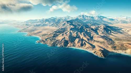 A cinematic shot of Chilea??s map surrounded by the deep blue Pacific, with mountains and deserts defining the landscape photo