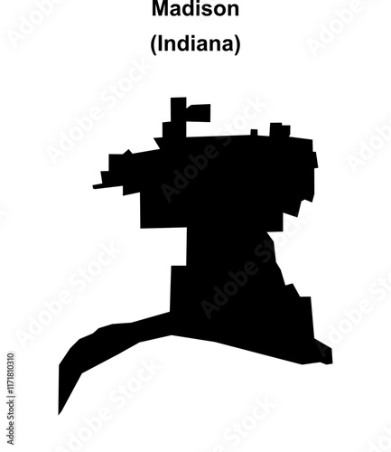 Madison (Indiana) blank outline map