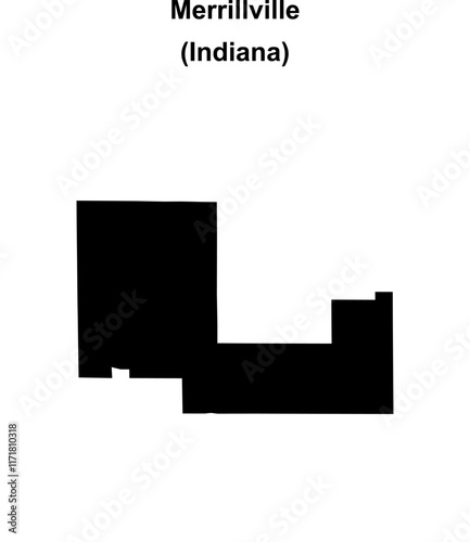 Merrillville (Indiana) blank outline map photo