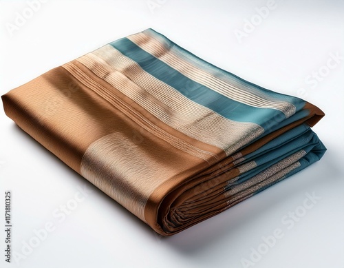folded cotton saree straight view isolated white background