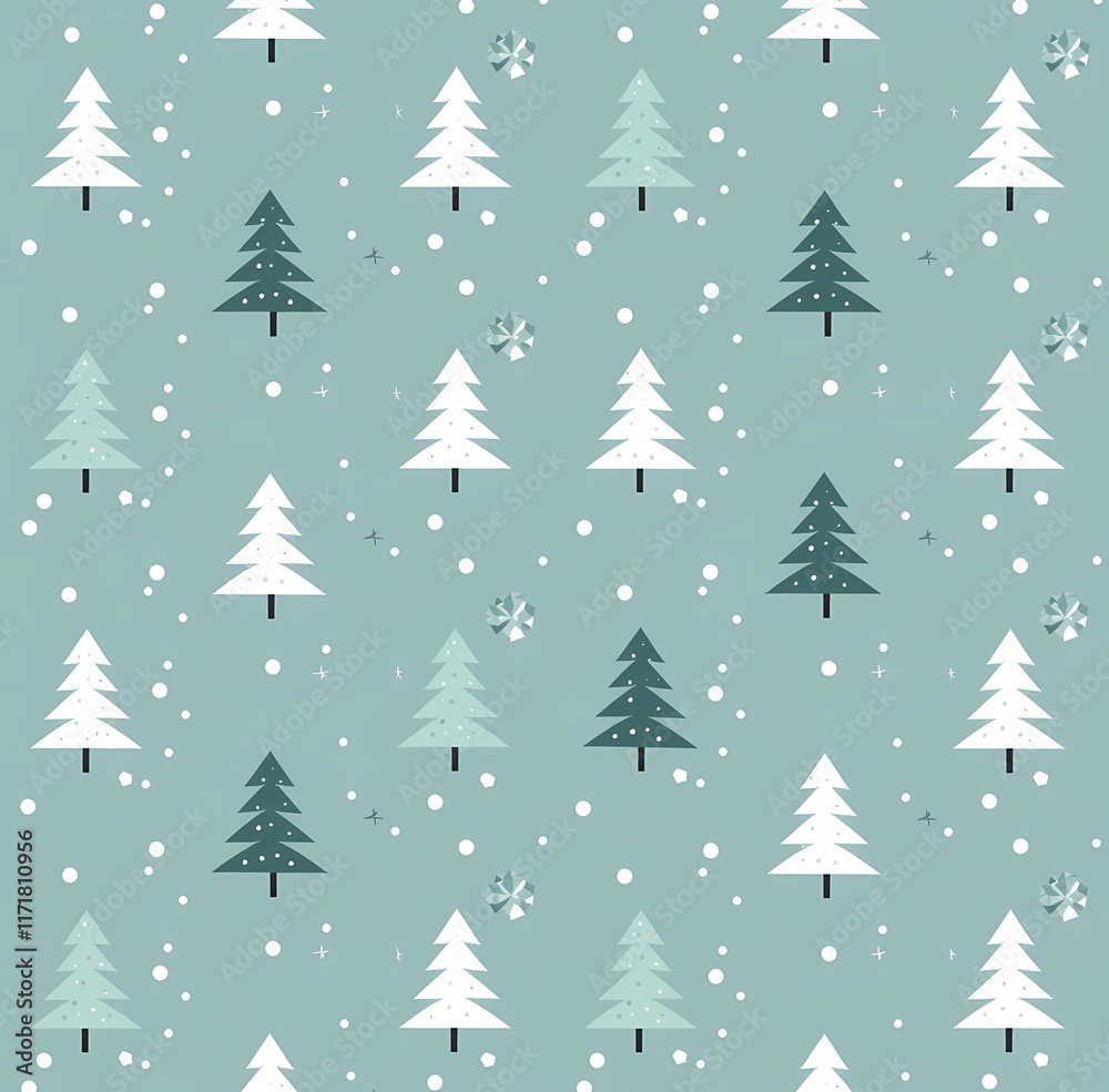 Fototapeta premium Christmas Tree Pattern: Festive Background and Wrapping Paper Design Material