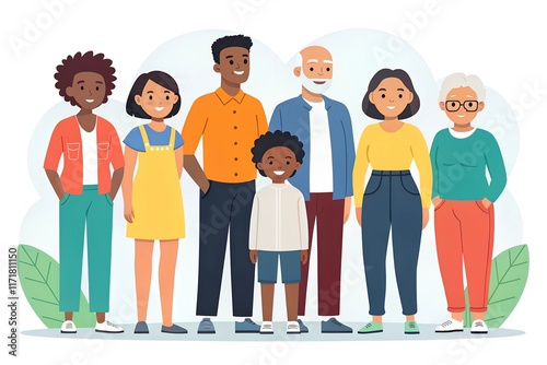 Diverse people group. Flat design vector illustration. photo