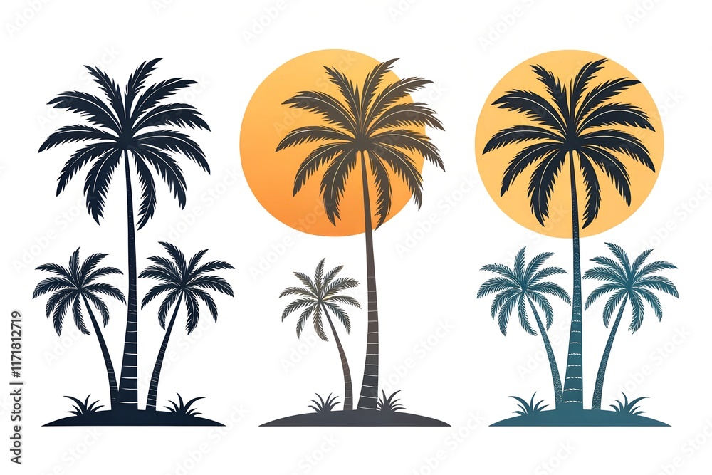 Fototapeta premium Tropical Palm Tree Silhouettes