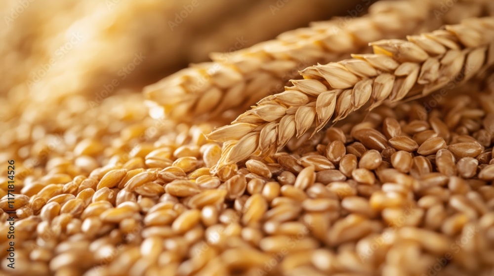 Obraz premium a close up of a bunch of wheat