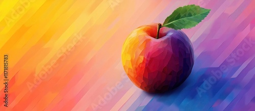 Vibrant juicy red apple set against a bold contemporary gradient abstract background  This visually image is perfect for digital imagery