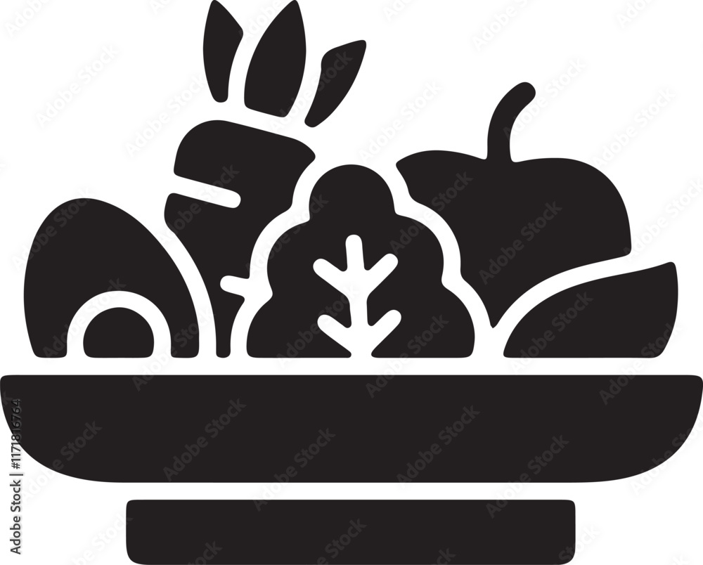 Illustration of a variety of vegetables in a bowl icon Illustration of a variety of vegetables in a bowl icon