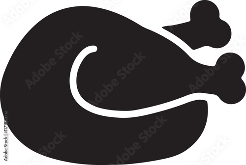 Illustration of a whole roasted chicken icon with a silhouette