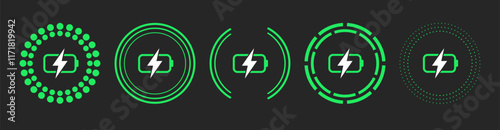 Battery and power symbol. Battery charge icon. Accumulator indicator. Vector EPS 10