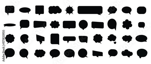Speech Bubble set. Talk bubble. Blank empty vector white speech bubbles. Speak bubble text, cartoon chatting box, message box. Cartoon balloon word design