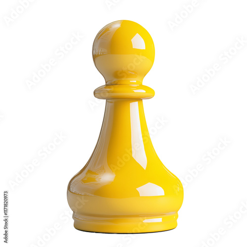 yellow chess pawn game piece strategy isolated on a white background