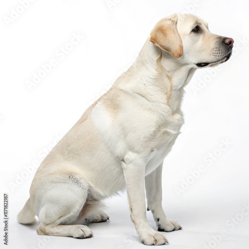 Labrador Fully Displaying Standard Squat Posture. Generative AI photo