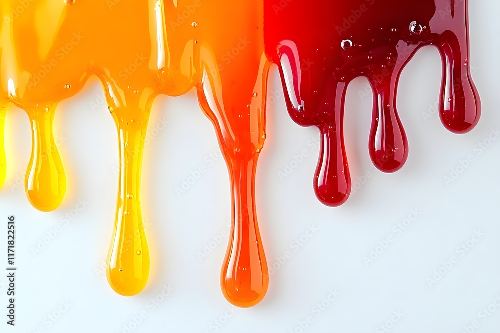 Dripping liquid orange and red on a white background Dripping liquid orange and red on a white background