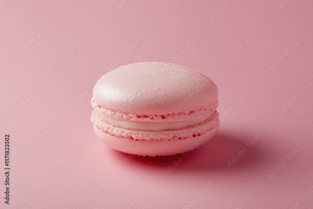Delicate Pink Macaroon Elegantly Placed at the Center Against a Soft Pink Backdrop Delicate Pink Macaroon Elegantly Placed at the Center Against a Soft Pink Backdrop