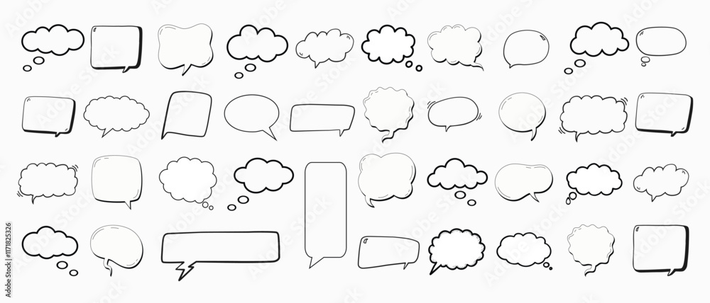 Speech Bubble set. Talk bubble. Blank empty vector white speech bubbles. Speak bubble text, cartoon chatting box, message box. Cartoon balloon word design