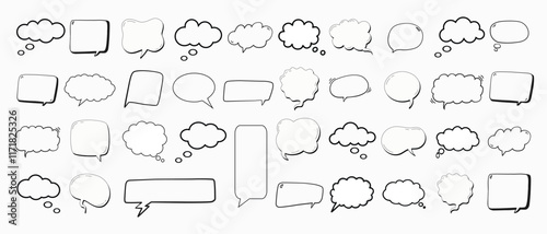 Speech Bubble set. Talk bubble. Blank empty vector white speech bubbles. Speak bubble text, cartoon chatting box, message box. Cartoon balloon word design