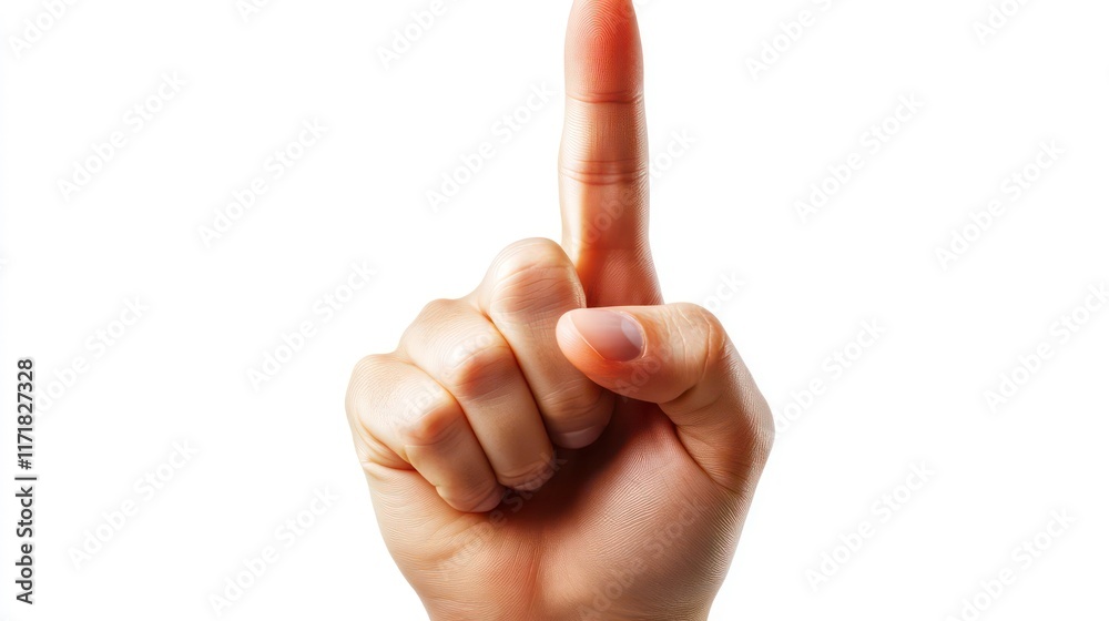 Close-up of a hand pointing upward, isolated on white background. Close-up of a hand pointing upward, isolated on white background.