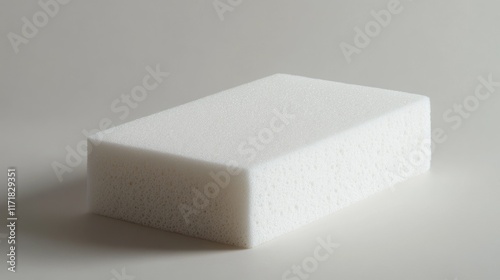 Soft White Sponge Rectangle for Cleaning in Kitchen Setting - Isolated Foam Rubber with Clean Background