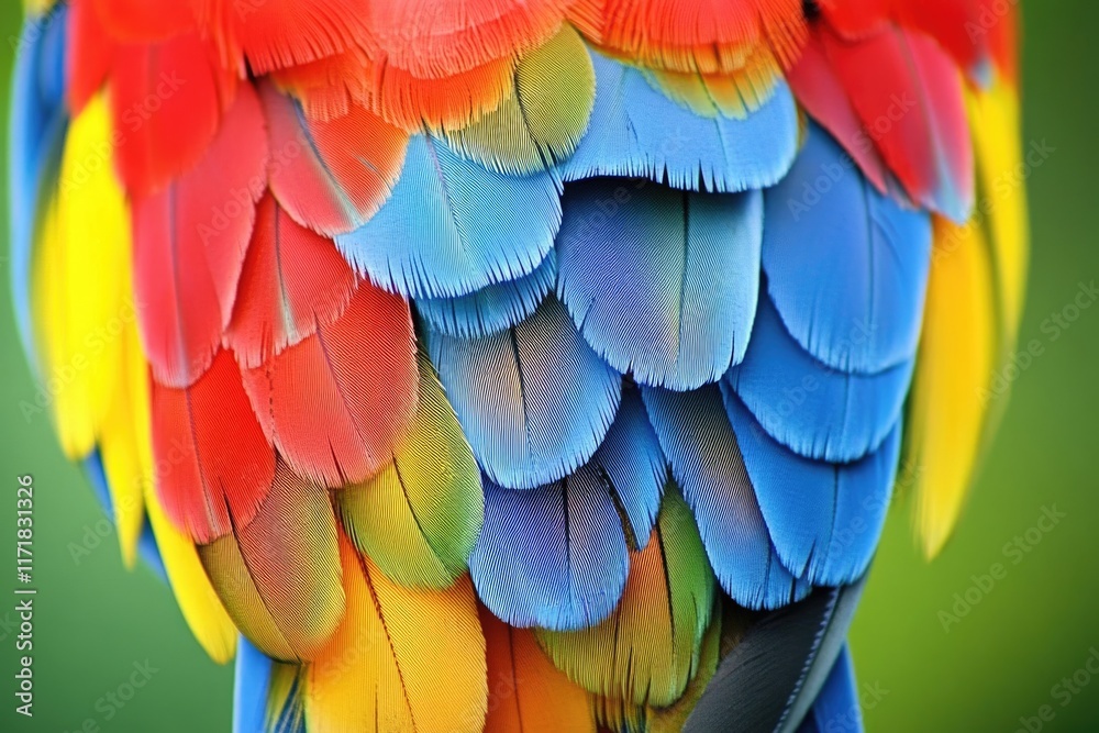 Obraz premium Vibrant Parrot Plumes. Close-Up of Nature's Colorful Feather Textures in Stunning Blue Hues