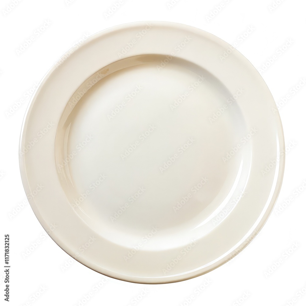 Simple White Plate Isolated on a Plain Background. Generative AI Simple White Plate Isolated on a Plain Background. Generative AI