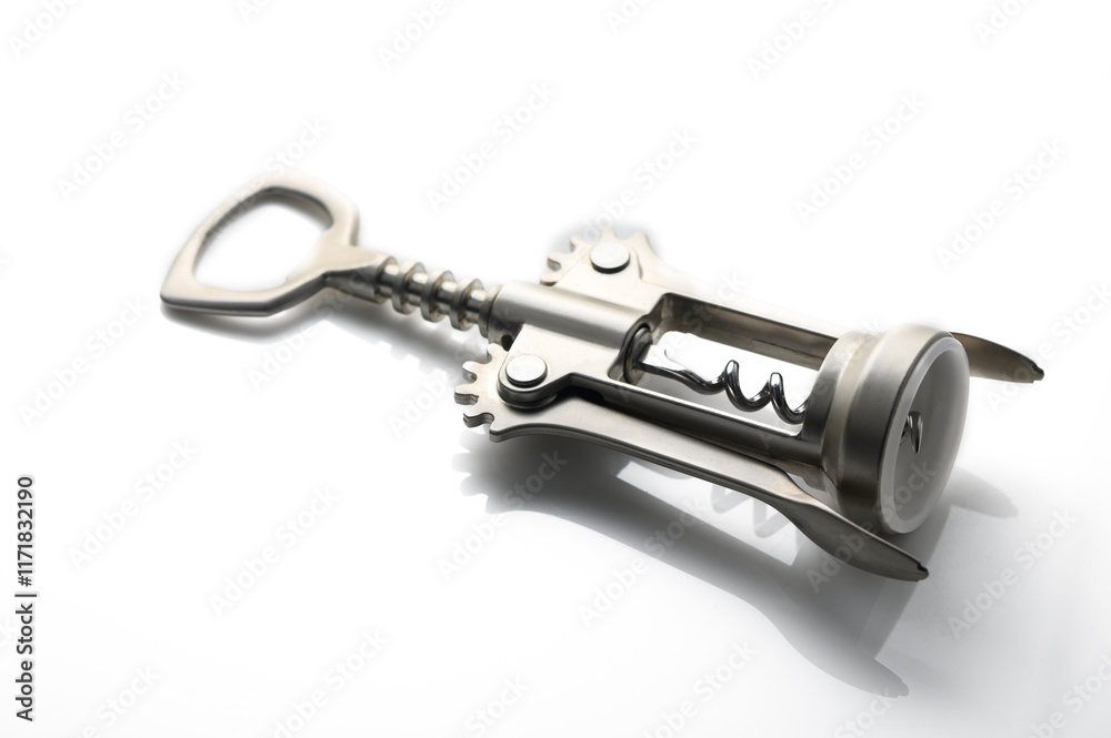 Innovative corkscrew design featuring sleek metallic finish and functional components for effortless wine opening Innovative corkscrew design featuring sleek metallic finish and functional components for effortless wine opening