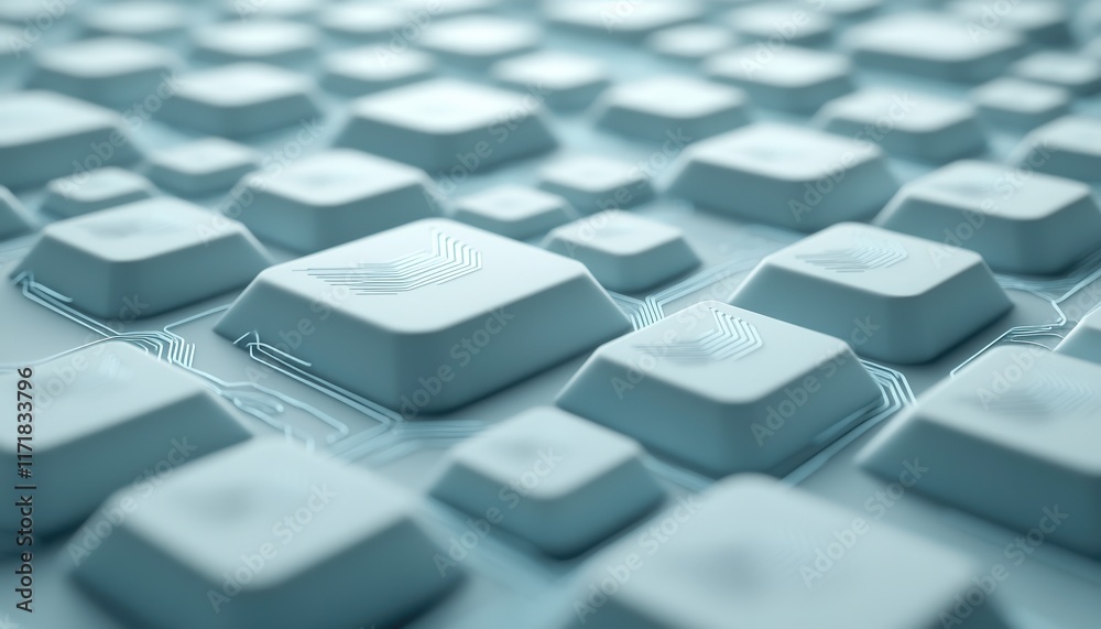 A close-up view of a modern keyboard with sleek, raised keys and intricate circuit patterns, emphasizing technology and design. A close-up view of a modern keyboard with sleek, raised keys and intricate circuit patterns, emphasizing technology and design.