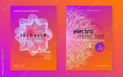 Discotheque Event. Trance Vector. Music Poster. Soundwave Radio Illustration. Party Concert Graphic. Green Techno Magazine. Violet Dance Background. Pink Discotheque Event