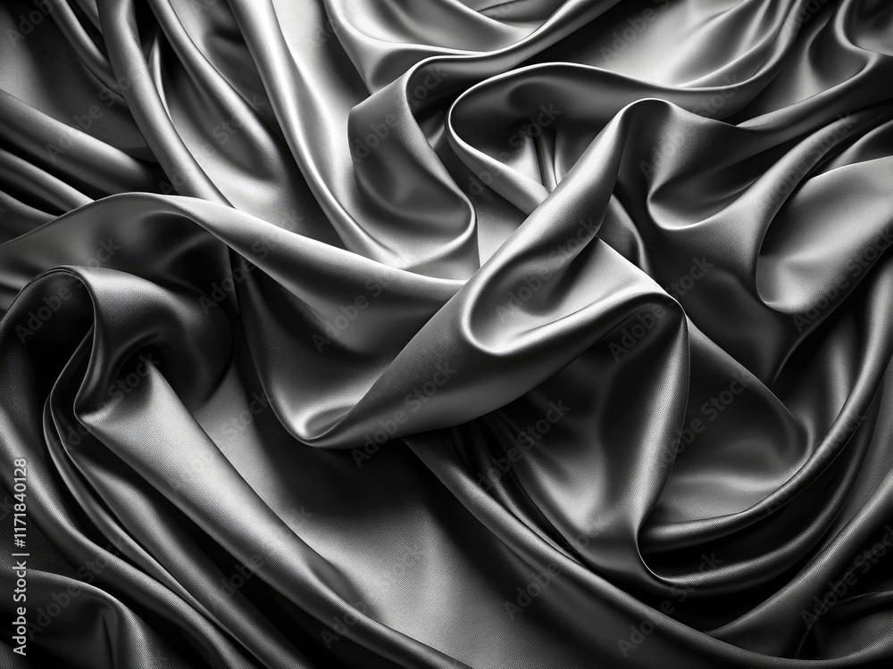 Obraz premium Abstract aerial art: flowing black and white fabric captured by drone, smooth texture.